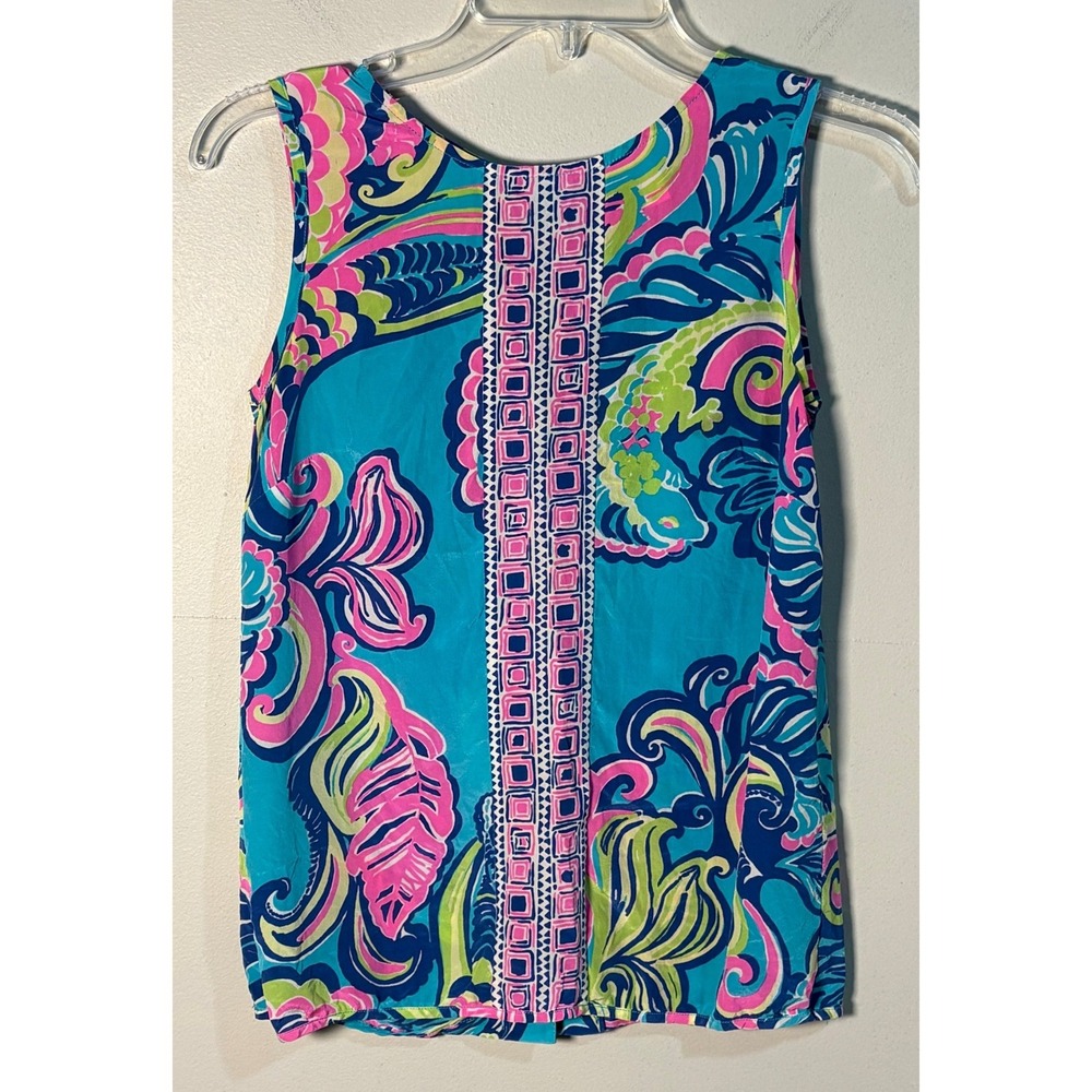 Lilly Pulitzer Sleeveless‎ Iona Silk Top XS Bright Tropical Print